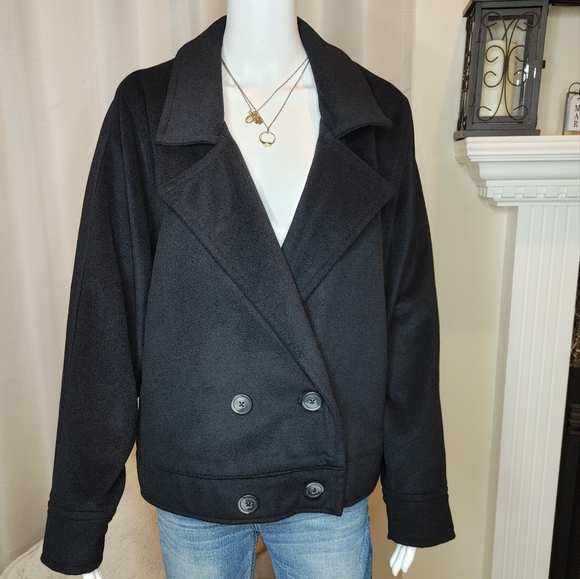 FREE PEOPLE BELLA WOOL DOLAN COAT, BLACK M - Picture 5 of 14